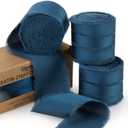 Keypan Dark Blue Ribbon for Gift Wrapping, Silk Satin Chiffon Frayed Fabric Ribbons for Crafts Flower Bouquets Wedding Invitation Decor Baby Shower 1-1/2 Inch x 21 Yd