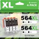 564 XL Black Compatible for HP 564 Ink Cartridges High Yield Work with Photosmart 7520 5510 5520 5514 6510 B8550 C6324 C6340 6350 6375 Printer (4 Black)