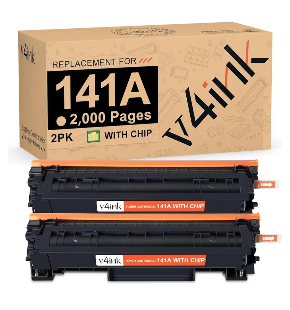 v4ink 141A W1410A Toner Cartridge High Yield 2,000 Pages Replacement for HP 141A Black Laserjet Toner Cartridge for HP Laser Jet M110w MFP M139w M140w Printer Toner (2 Pack, with chip) v4ink 141A W1410A Toner Cartridge High Yield 2,000 Pages Replacement for HP 141A Black Laserjet Toner Cartridge for HP Laser Jet M110w MFP M139w M140w Printer Toner (2 Pack, with chip)
