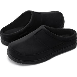 RockDove Men's SoftStride Faux Suede Memory Foam Mule Slipper with Indoor Outdoor Sole (11-12, Black)