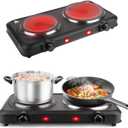 2000W Hot Plate,Portable Electric Stove Countertop Double Burner Infrared Burner with 7.5” & 6.3” Ceramic Glass Cooktop Stepless Temperature Adjustments for Home RV Camp
