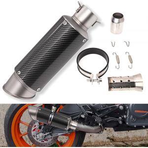 Universal Slip on Modified Exhaust Mufflers with Silencers Compatible with Motorcycle Grom ATV Dirt Bike Street Bike Scooter Pipe Diameter 38mm-51mm Exhaust,Carbon Fiber Silver