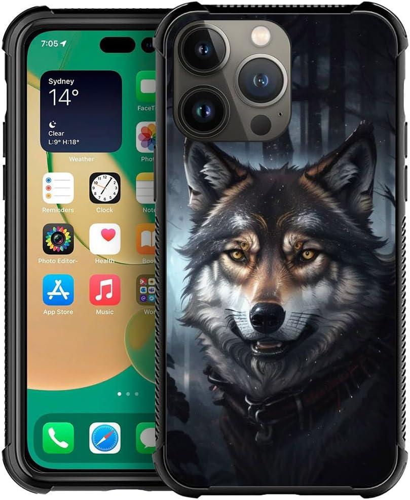 DAIZAG Compatible with iPhone 14 Pro Max Case,Wolves in The Forest with Bumper Anti-Slip Shock Absorbing Soft TPU Protective Cover