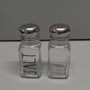 Clear Glass Salt and Pepper Shakers Set by Brighter Barns - Modern Kitchen Decor for Home Restaurant BBQ Camping RV - Farmhouse Kitchen Accessories - Glass Shakers & Stainless Steel Lids (Clear)