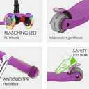 Scooters for Kids 3 Wheel Kick Scooter for Toddlers Girls & Boys, 4 Adjustable Height, Lean to Steer, Extra-Wide Deck, Light Up Wheels for Children from 3 to 14 Years Old