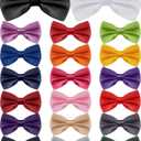Hercicy 20 Pieces Bow Ties for Men, Formal Satin Solid Tuxedo Adjustable Length Pre Tied Bow Ties for Wedding Celebration (M)