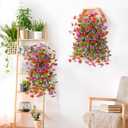 INQCMY 2Pcs Artificial Fake Hanging Flowers for Outdoors UV Resistant Artificial Plants for Spring Summer Decor Look Real Faux Flowers for Outside Home Planter Porch Patio Decor