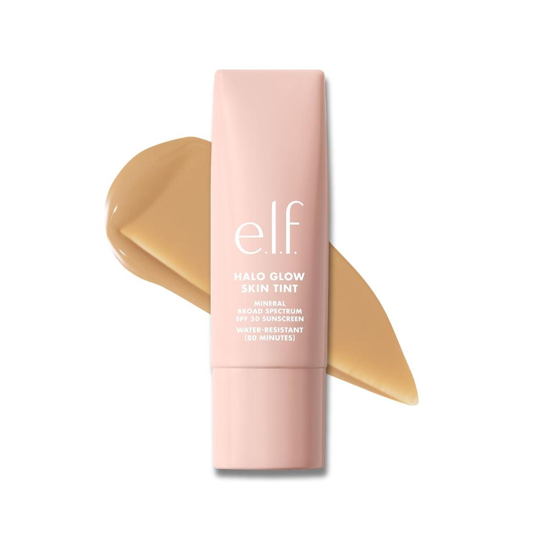 e.l.f. Halo Glow Skin Tint SPF 50, Tinted Moisturizer For Light, Buildable Coverage, Creates A Natural Glow, Vegan & Cruelty-Free, 7 Medium Warm