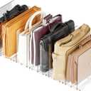 Yieach Clear Acrylic Shelf Dividers for Closet Organization,8 Pack Adjustable Bags,Clutch,Purse Organizer and Storage,Handbag Organizer for Closets,Purse Divider,8.8 Tall Sweater,Tshirt,Towel Divider