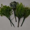 12 Bundles Artificial Plants Outdoor UV Resistant Faux Plant Boston Fern Lavender Eucalyptus Greenery Shrubs Plastic Fake Flowers for Outside Indoor Gardens Porch Yards Planter Home Summer Decor