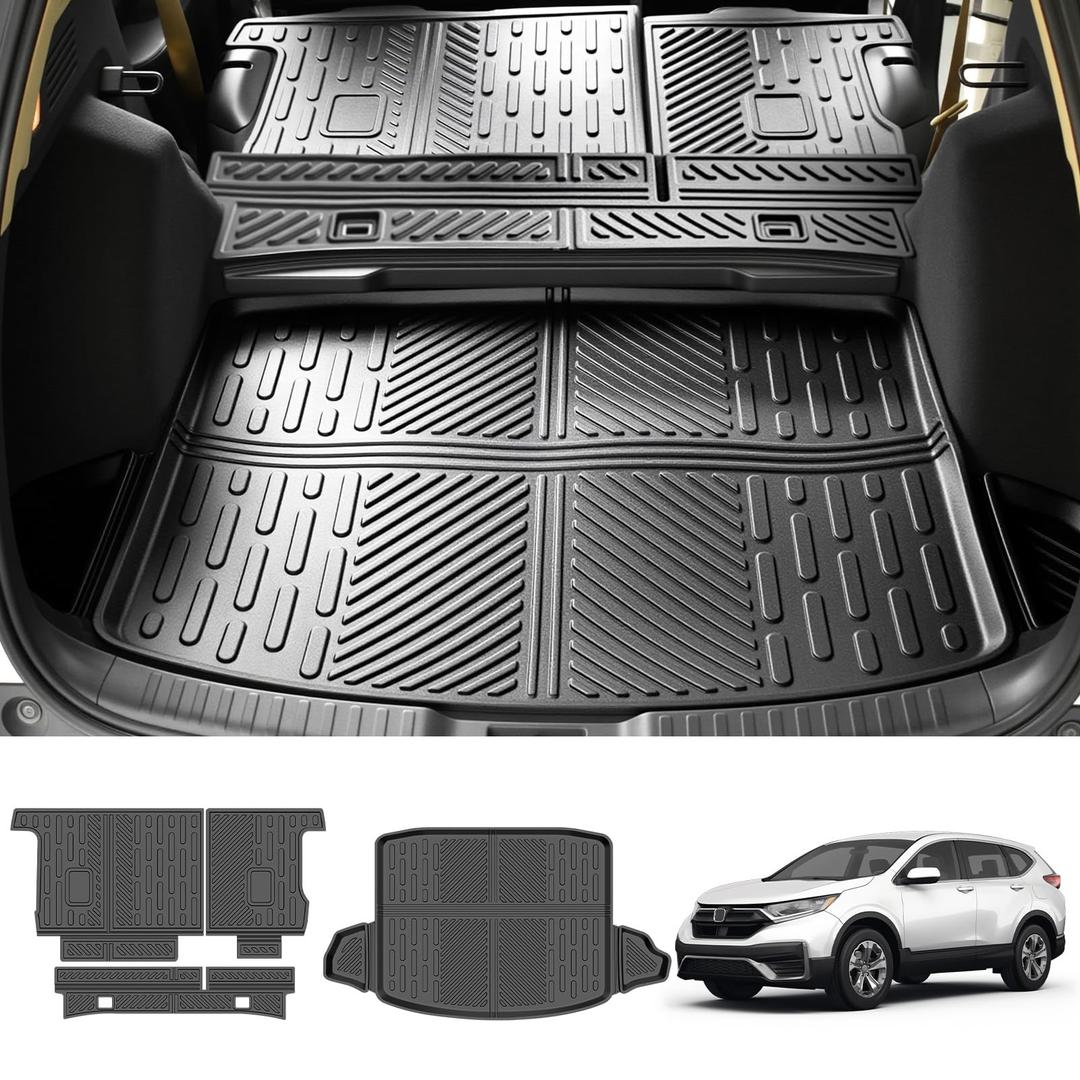 Qyebbk Cargo Liners for 2017-2022 Honda CRV CR-V Fuel Model, Trunk Mat with Seat Back Cover Accessories All Weather Rear Cargo Mat Backrest Protector(17-22 Fuel Model, Not for Trunk with Subwoofer)