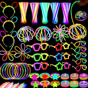 647PCS Glow Sticks, Glow in the Dark Party Favors Party Supplies for Adults Glow Sticks Bulk & Connectors Light Up Glasses Headbands Bracelets Necklace for football Birthday Wedding Patriotic