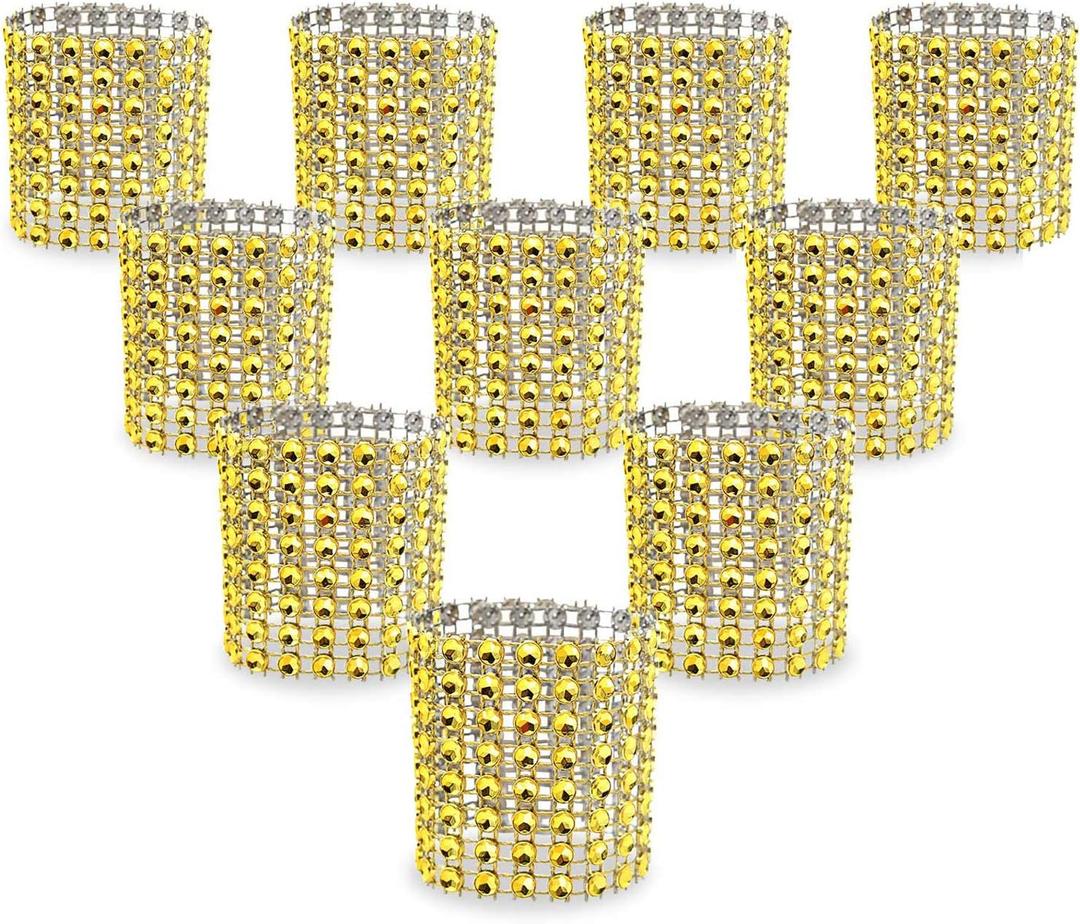 KPOSIYA Napkin Rings, Pack of 120 Rhinestone Napkin Rings Diamond Adornment for Place Settings, Wedding Receptions, Dinner or Holiday Parties, Family Gatherings (120, Gold)