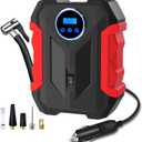 Digital Air Compressor for Car Auto Pump Portable Tire Inflator with LED Light DC 12V, Red