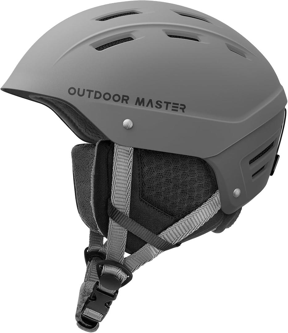 OutdoorMaster Kelvin II Ski Helmet - Snow Sport Helmet Snowboard Helmet for Men Women & Youth (Large, Matte Gray)