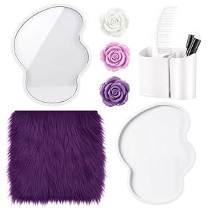 2 x Sabary 10 Pcs Locker Accessories Kit Locker Decorations Supplies Including Magnetic Whiteboard Mirror Organizer Markers Rug Cute Flower Magnets and Comb for Office Back to School Essentials(Purple)