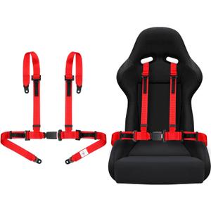 Yakitoko Universal 4-point Safety Harness Set 2 inch Fits Go Kart, UTV,ATV, Racing Red