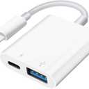 SUNTRSI USB Camera Adapter, Portable USB 3.0 Female OTG Adapter for iPhone, iPad to USB Adapter with Charging Port, No Application, Plug and Play
