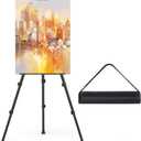 Art Painting Tripod Easel Stand - Portable Adjustable Display Artist Metal Easel with 1 Bag for Tabletop/Floor Painting, Height from 17 to 66 inches, Sturdy for Drawing, Displaying - Black