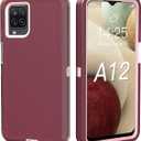 for Samsung Galaxy A12 case, Heavy Duty case,[ with Clip],[Shockproof] [Dropproof] [Dust-Proof] (WineRed-Pink)