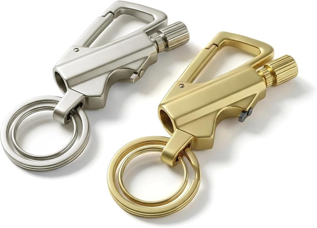 2 Pack Permanent Match Infinity Lighter, Permanent Match Infinity Lighter with Multitool Keychain Bottle Opener, Keychain Multitool for Camping & Hiking, Gift for Man (Gold and Grey)