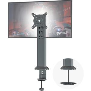 HEMUDU Single Desk Monitor Arm Mount Stand Fit for 13 inch to 32 inch Flat Curved Computer Screen with Swivel, Height Adjustable, Rotation,Holds up to 77lbs, Black