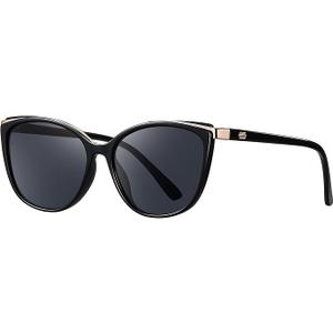 Soft Cat Eye Sunglasses for Women Trendy Cateye UV400 Protection | Fashion Shades CL22017 Black Lens/Black Frame