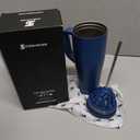 Ice Shaker 40 oz Tumbler with Handle and Straw | 40oz Navy | Cold for 30+ Hours | 2-in-1 Tumbler Shaker Bottle | Odor-Free 40 ounce Bottle for Water, Protein Shakes, Smoothies, Cocktails