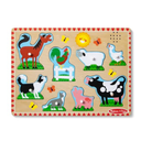 Melissa & Doug Farm Animals Sound Puzzle - Wooden Peg Puzzle with Sound Effects (8 Pcs), Pack of 2