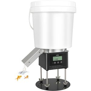 Automatic Fish Feeder for Pond, Briidea Outdoor Pond Feeder with 4L Capacity, Timed Feeding, Anti Clog System, Wildlife - Proof Design & Waterproof Housing
