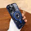 QSIETSPY Magnetic Case for iPhone 15 Pro with Invisible Stand [Military Drop Protection][Compatible with MagSafe] Full Camera Protection Clear Soft TPU for iPhone 15 Pro Case 6.1 Inches-Blue