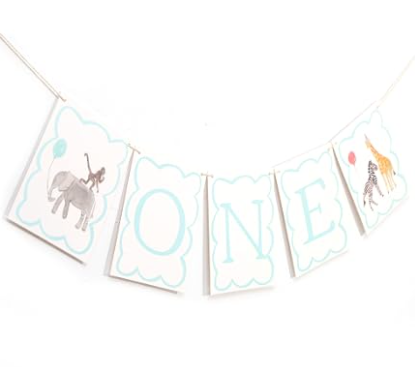 Jungle Safari Wild One High chair Banner - HighChair ONE Banner Animals Party,First Birthday Baby Boy 1st Decorations,One Year Toddler Birthday (Animal Banner)