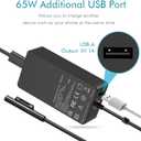 Surface Pro Charger 65W Laptop Charger, Compatible with Microsoft Surface Pro 9/8/7/6/5/4/3/X Surface Go 3/2/1 Surface Laptop 5/4/3/2/1 Surface Book 3/2/1
