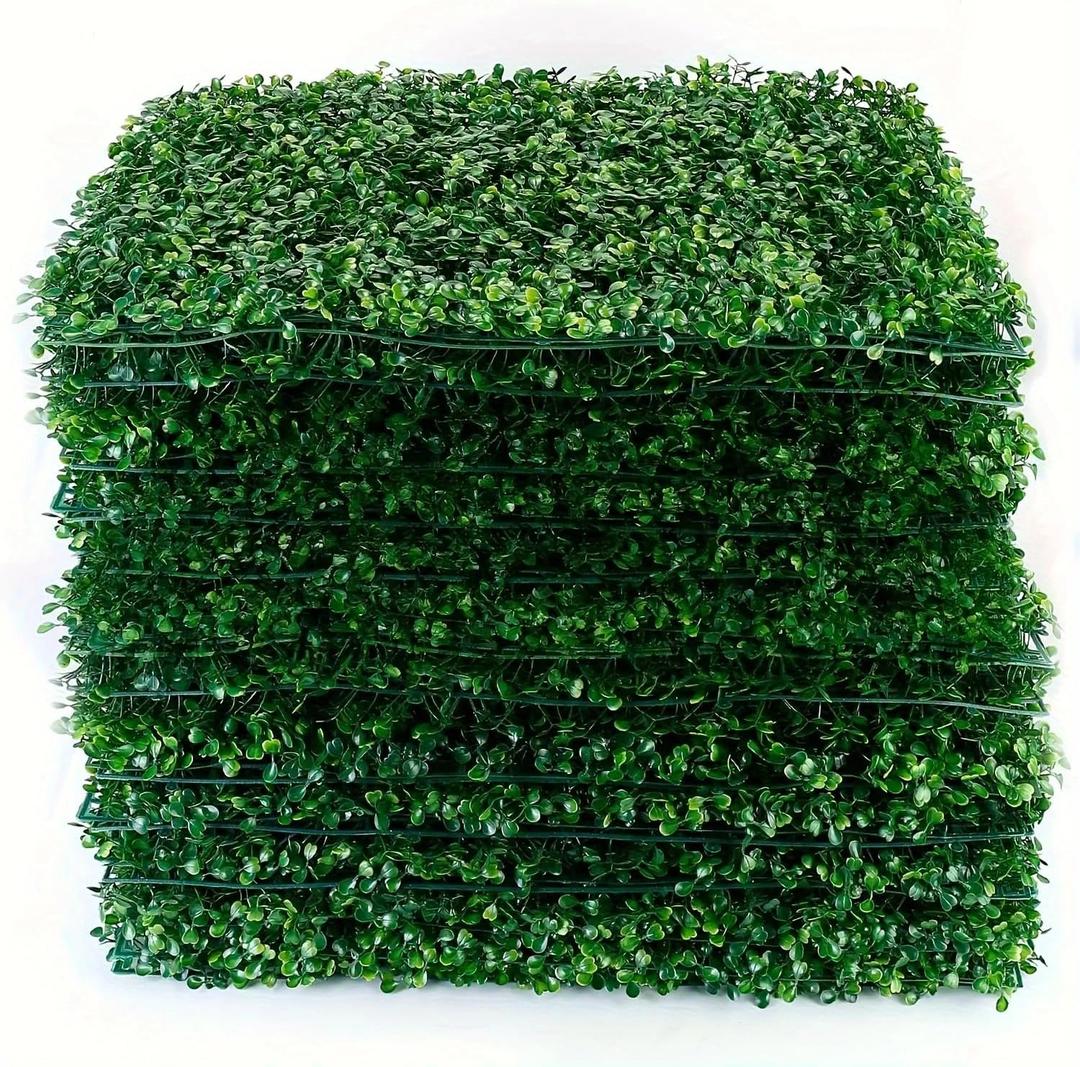 24 Pack 24"x16" Artificial Boxwood Hedge Panels, Faux Privacy Fence, Green Wall Grass for Balcony, Garden, Outdoor & Indoor Decor, UV-Resistant, Weatherproof, Easy DIY (24pcs, 64 Square Feet)