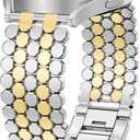 Minyee Compatible with Samsung Galaxy Watch 7 6 5 4 FE 40mm 44mm/Watch 6 Classic 43mm 47mm/Watch 5 Pro 45mm Bands for Women, 20mm Dressy Metal Gold Chain Honeycomb Luxury Chic Link Bracelet Strap