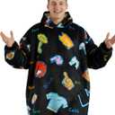 Football Gifts for Boys, Football Themed Wearable Flannel Blanket Hoodie for Coach Men Women, Oversized Flannel Hooded Blanket Sweatshirt, One Size