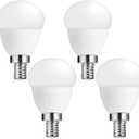 E14 G14 5W LED Light Bulb 50W Equivalent G14 LED Bulbs Daylight White 6000K E14 Candelabra Base Light Bulb 750LM for Ceiling Fan Home Lighting, 4 Pack