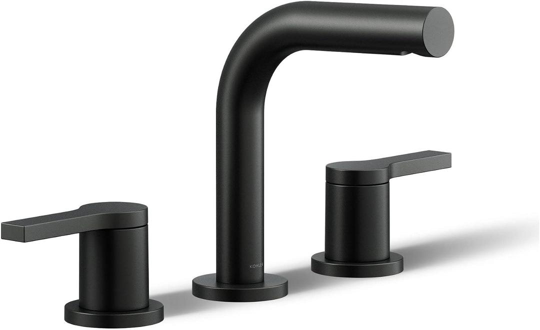 KOHLER K-33592-4-BL Elate® Widespread Bathroom Sink Faucet, Enhanced Flow, Durable Construction, Easy Installation, Bathroom Faucets, 1.2 GPM, Matte Black