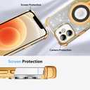 KANGHAR for iPhone 12 Case, Support for MagSafe [Four Corner Cushion Series] Kickstand Electroplate Edge Shockproof Durable Full Body Protection for Girls Women -Gold