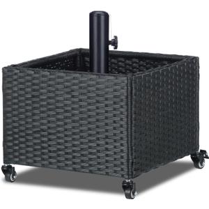 Umbrella Stand Outdoor Base with 4 Wheels Heavy Duty Support up to 240LB Patio Umbrella Planter for Garden Backyard Deck Poolside (Black)