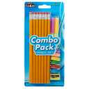 14ct Yellow No.2 Pencil Pack: Stylish & Functional with Grips, Eraser Caps, Sharpener
