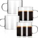 Espresso Cups Set of 4, 5 oz Small Shot Glasses with Handle, Clear Demitasse Mugs for Double Espresso or Tea, Coffee Machine Accessories