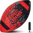 Street Legends Youth Football for Kids, Graffiti Printed Composite Leather Size 8 Football- Includes Pump, Made for Training, Practicing, & Recreational Play (Junior, Red)