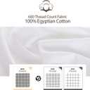 100% Egyptian Cotton Pillow Protectors Set of 2, 600 Thread Count King Size Bed Pillowcase with Zipper, Sateen Weave Cooling Pillow Cover Quiet and Breathable Easy Care (2PCS, King, White)