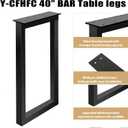 40" Metal Desk Legs Bar Table Legs, Heavy Duty Furniture Feets with Adjustable Protector Feet for Coffee & Dining Table, Black, Set of 2, 40" U Shape