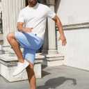 COOFANDY Men's 7 inch Casual Shorts Drawstring Waist Lightweight Quick Dry Summer Beach Board Shorts with Pockets (Blue, XL)