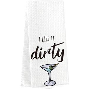 2 x Funny Dirty Martini Gift Martini Dish Towel DirtyMartini Cocktail Lovers Hand Towel Tea Towel for Home Kitchen Bar Decor