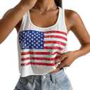 Women's 4th of July Outfits USA Shirt Patriotic Tank American Flag Crop Top (L)