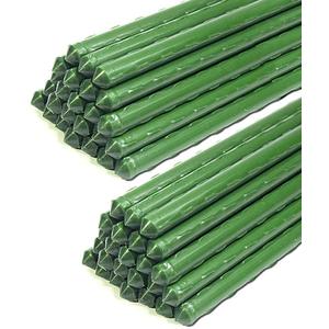 Garden Stakes 5 ft Plastic Coated Steel Tube Sturdy Metal Plant Sticks for Tomato,Cucumber,Bean,Tree,Pack of 50