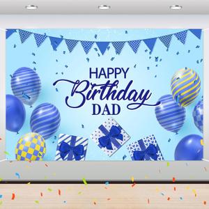 Happy Birthday Dad Backdrop Banner - Man Father Birthday Party Background - Daddy Birthday Super Dad Party Photography Background Decoration - 6 x 4 Feet